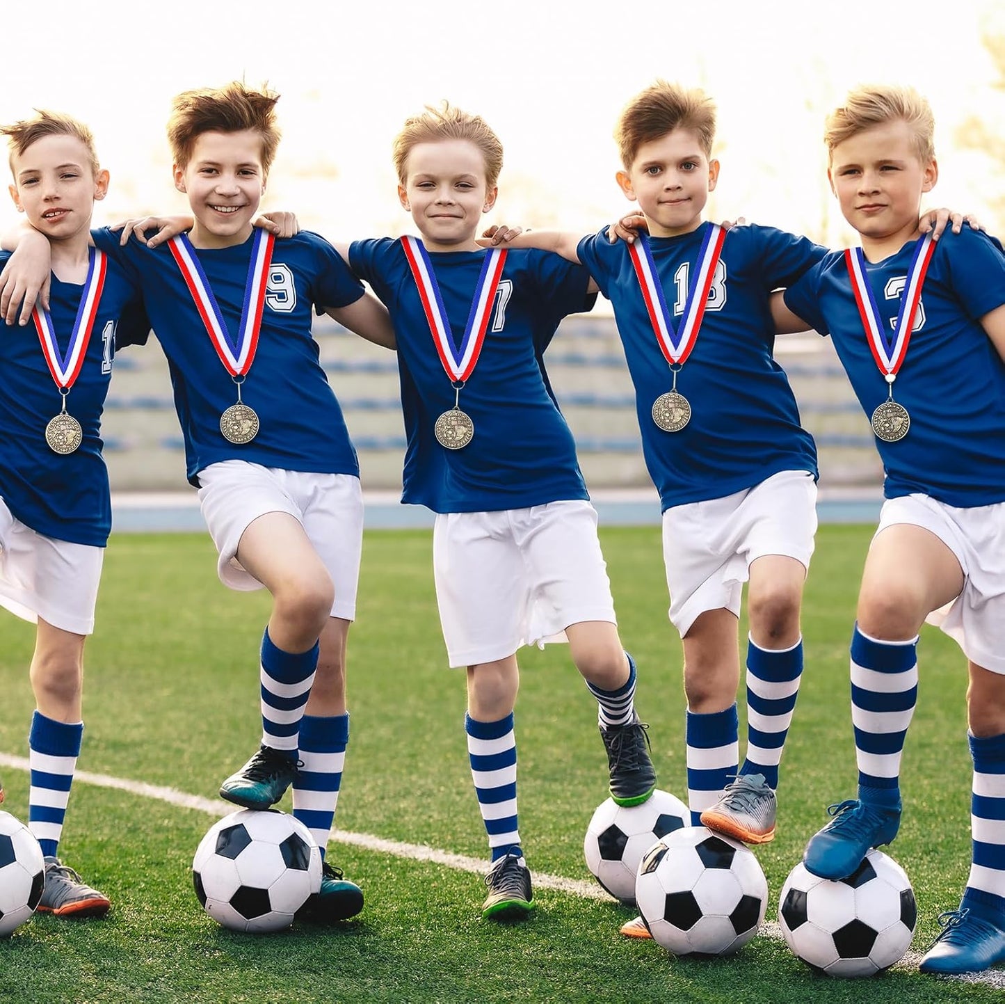 Remuuly 30 Pcs Gold Medals Bulk 2'' Basketball Soccer Baseball Volleyball Football Lacrosse Kickball Cheer Bowling Trophy Medals for Awards for Sports Participation Winner Gift