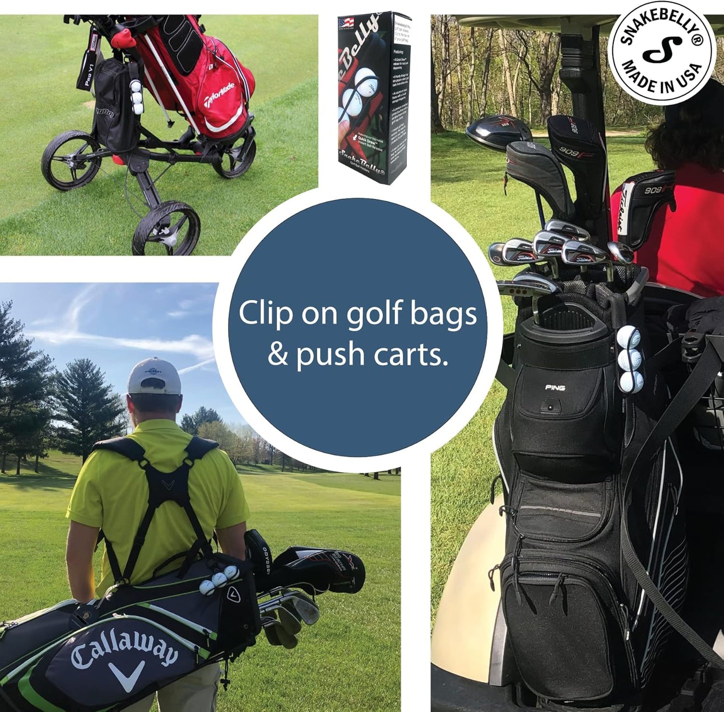 SnakeBelly Golf Ball Holder - Pro with Quick-Draw Release (Black)