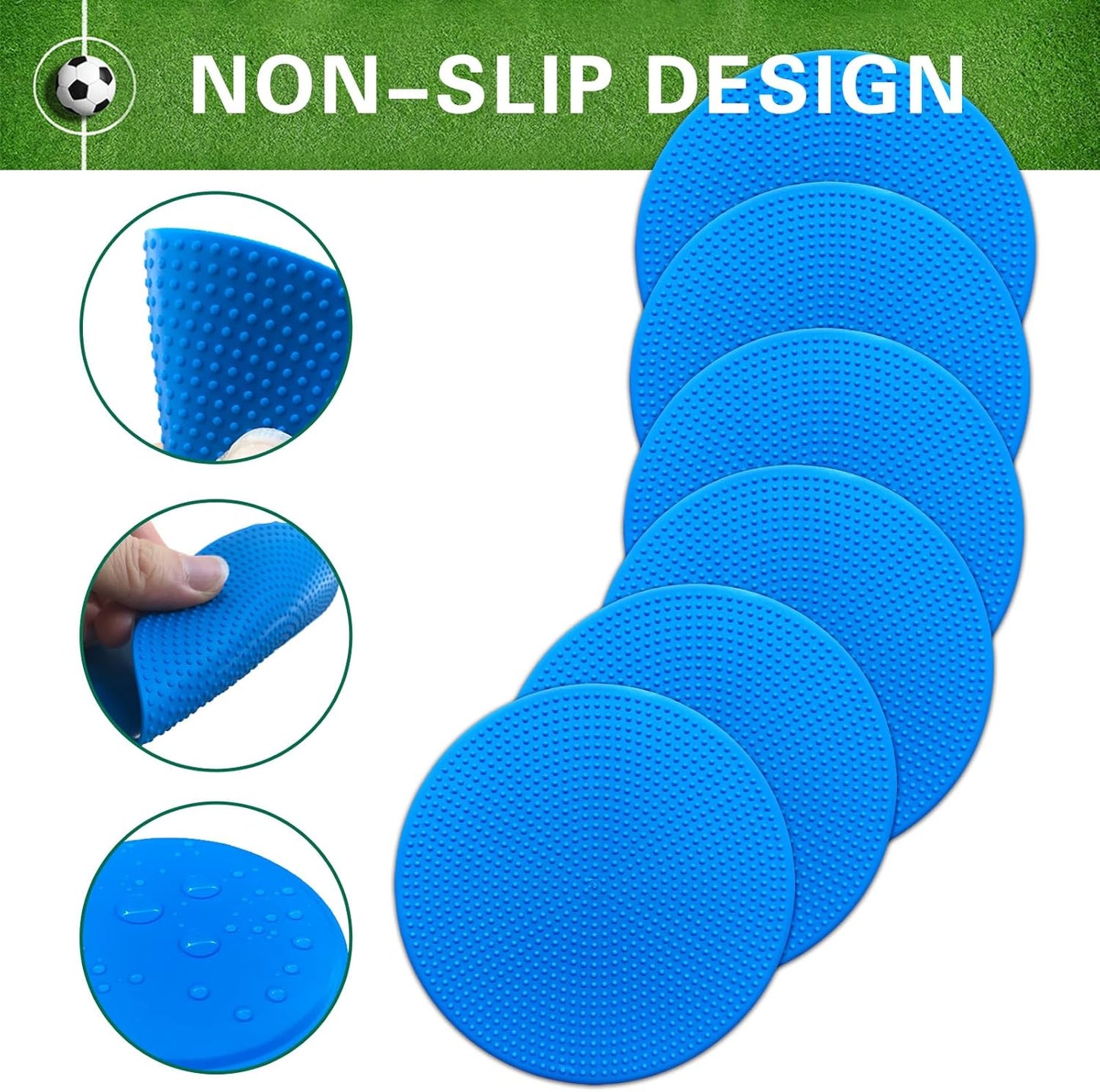 Poly Spot Markers 9 inch Non-Slip Rubber Agility Training Markers Floor Dots Flat Field Cones for Football, Soccer, Basketball, School Exercise Drills, Dance Practice