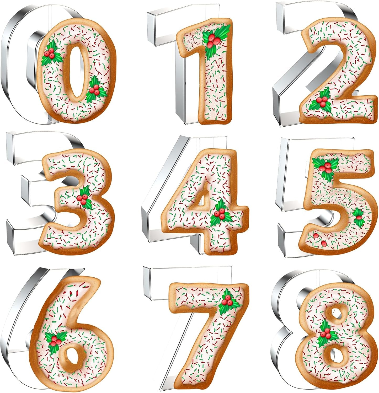 4 Inch Number Cookie Cutter Set - 9 Pcs Extra Large Xzhloym Cookie Cutters Shapes - Stainless Steel