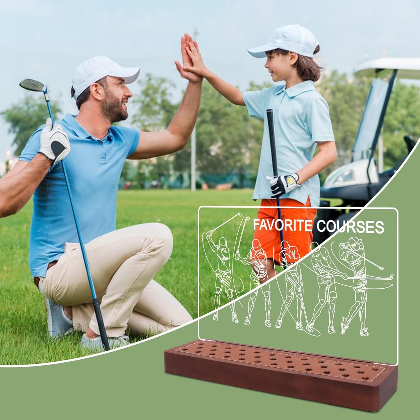 Light Up Golf Pencil Display Case, Wooden Acrylic Accessories with Warm White Lights for Pencil Display and Storage in Homes, Offices, Golf Pro Stores, Golf Museums, and Galleries