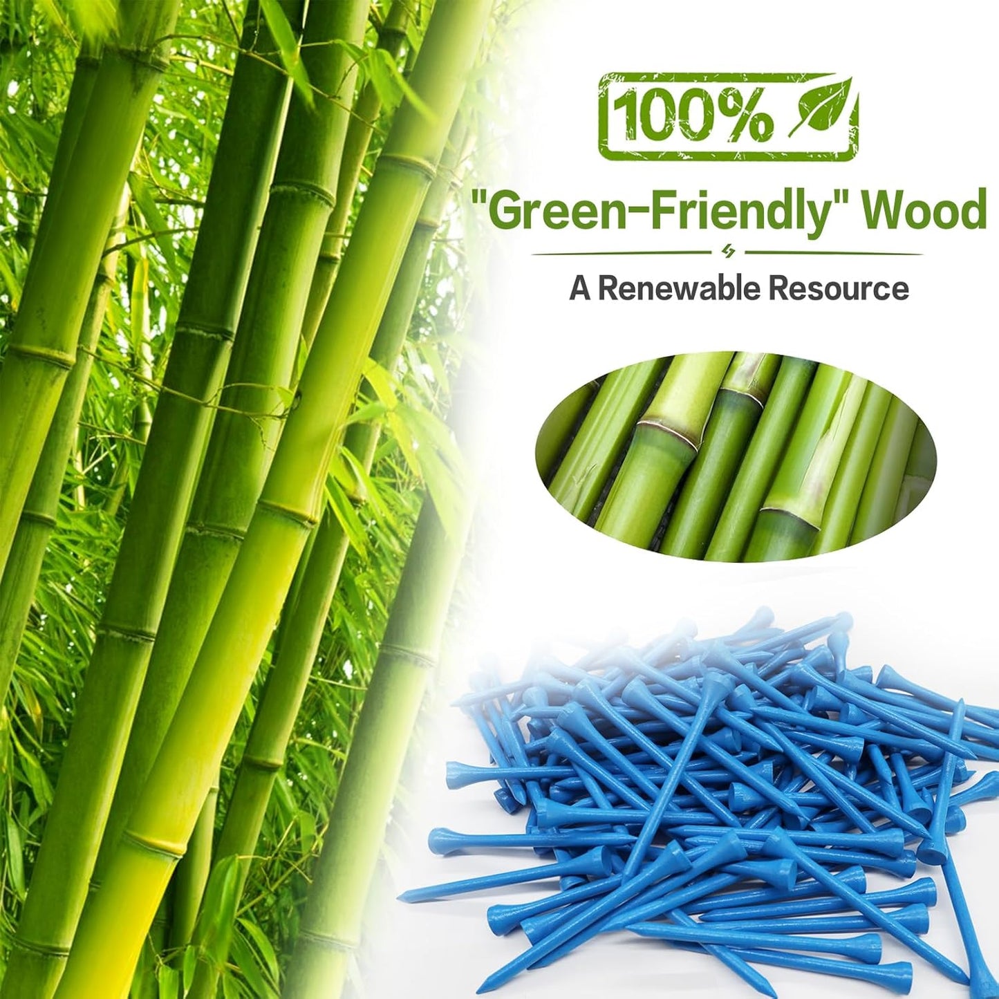 FINGER TEN Bamboo Golf Tees Wood 1 1/2 2 3/4 3 1/4 Inch Wooden Short Long Tee Color Bulk 250/500/1000/2000 Count for Men Women Kids in Red Pink USA Flag