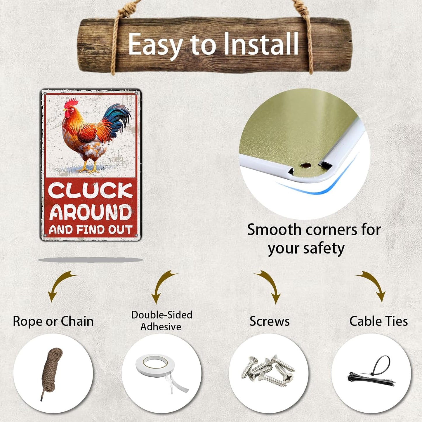 Cluck Around And Find Out Humorous Chicken Metal Tin Sign 12x8 Inch Farm Warning Poster Chicken Farm Tin Sign Home Kitchen Garden Cafe Office Shop Are Wall Decor