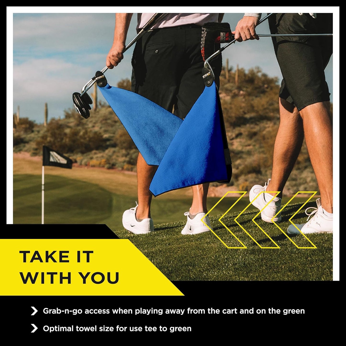 STICKIT Magnetic Golf Towel, Royal Blue, Premium 29" Microfiber with Deep Waffle Pockets, Industrial Strength Magnet Holds Secure to Golf Carts & Clubs, Ultra-Absorbent, Fast-Drying, Easy-Clean Design