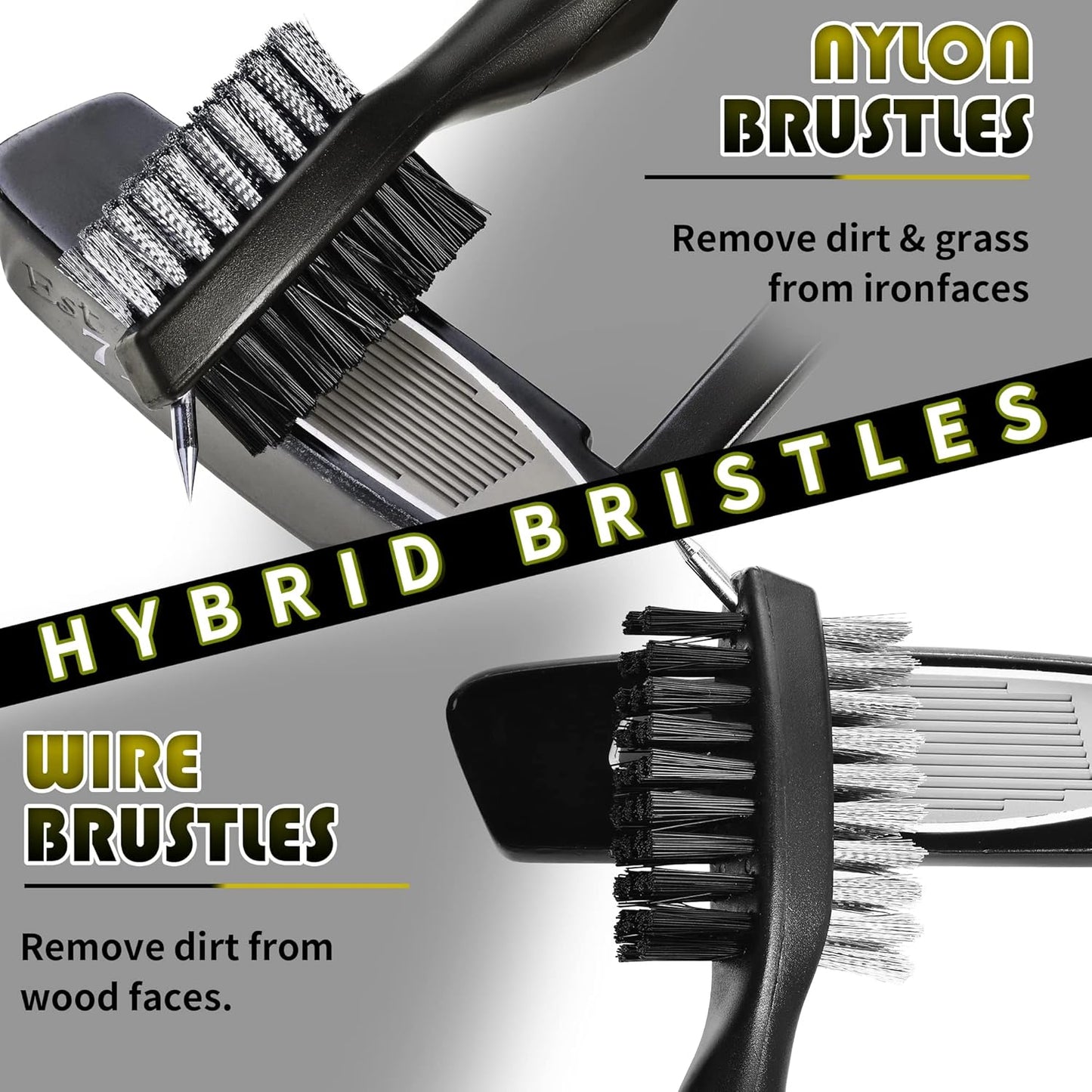 Mile High Life Golf Club Brush, Club Groove Cleaner with 2 Ft Retractable Extension Cord and Aluminum Carabiner, Golf Bag Accessories for Men and Women