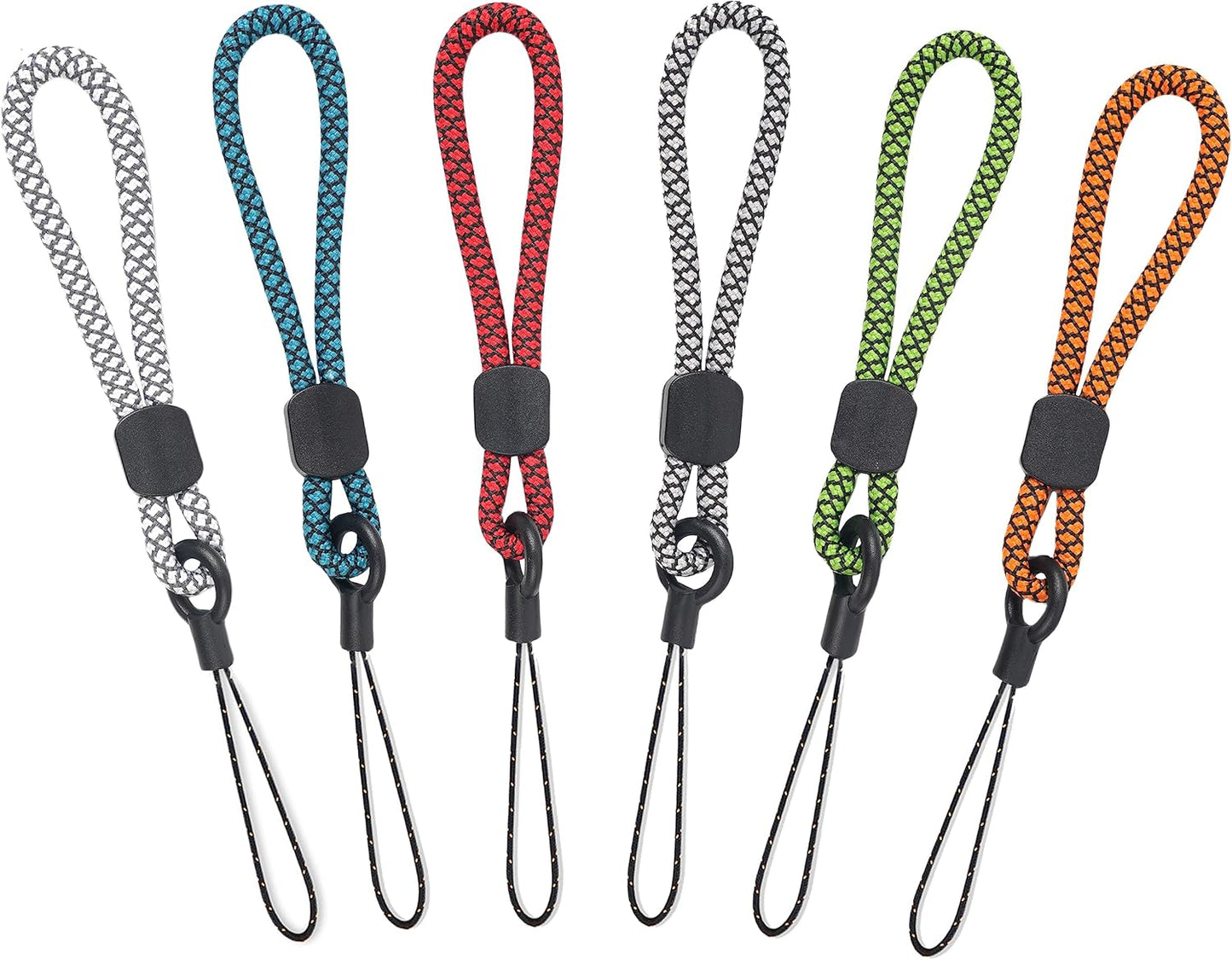 YOUOWO Lanyards Finger Small Strap 6 Pack Rope Small Wrist Lanyard For Phone Cases Keys Short Keychain USB ID Card Badge (6 Colors)