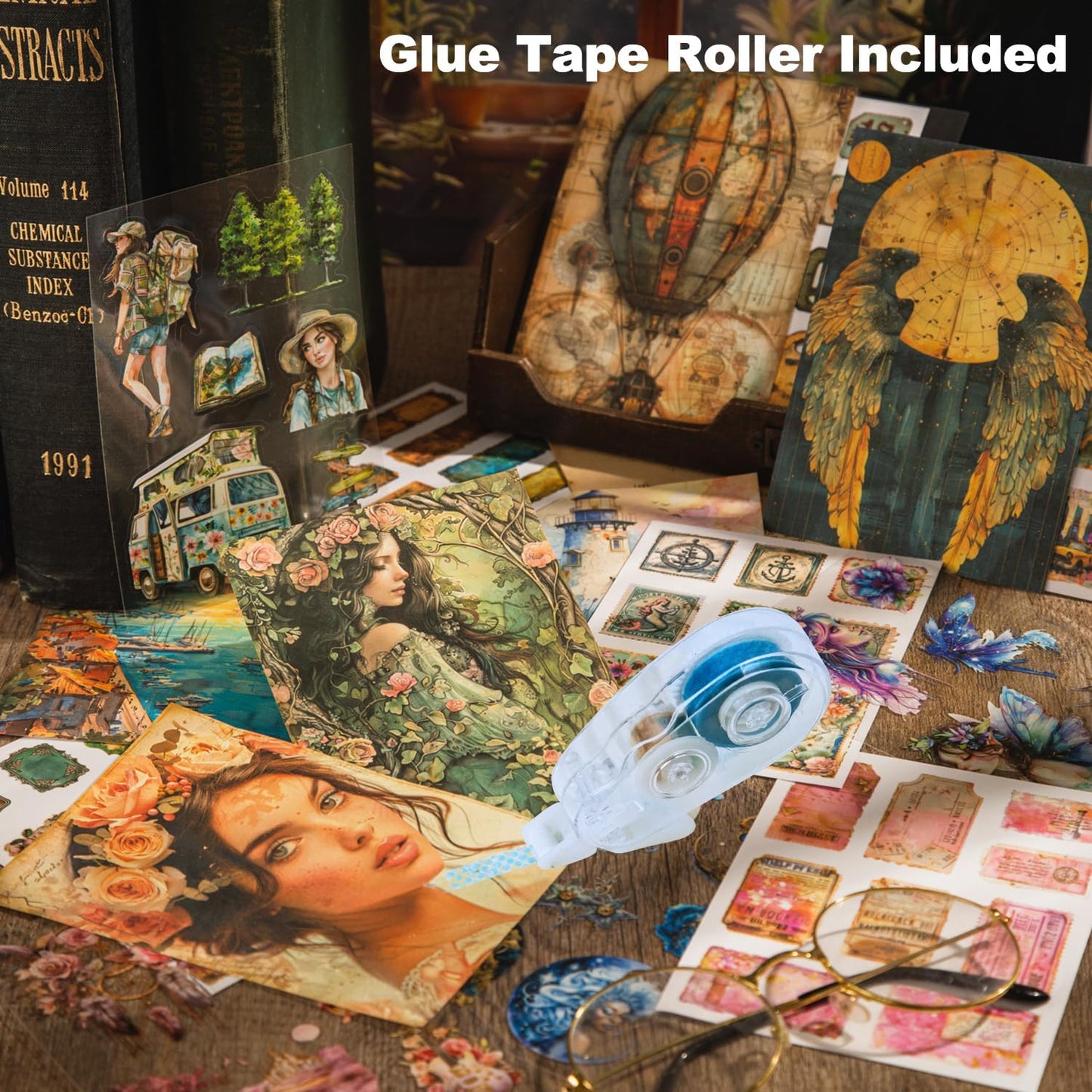 Pre-Cut Retro Stickers and Papers Set, 150 Pcs Vintage Ephemera for Scrapbooking, Journaling, DIY Crafting, and Art Supplies