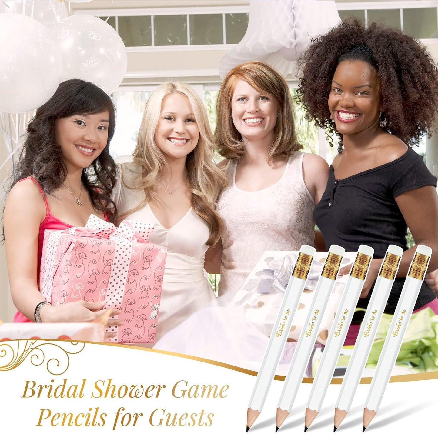 Chinco 72 Pieces Bridal Shower Game Pencils Wedding Pencils Pre Sharpened Mini Short 4 Inch Game Bridal for Wedding Shower Favors Presents Gifts Golf Classroom School(Classic)