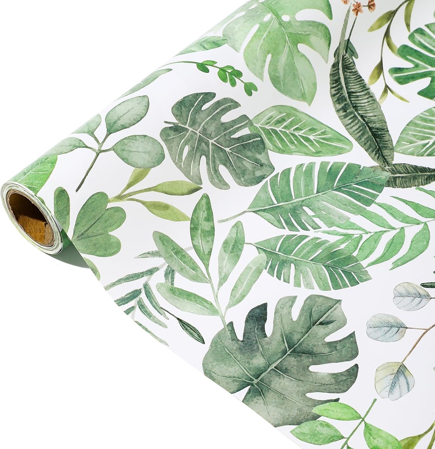 Pineraap Greenery Wrapping Paper Roll - 17Inch x16.4Feet - Green Leaves Wrapping Paper Green Botanical Leaves Gift Wrap for Wedding,Bridal Shower,Party