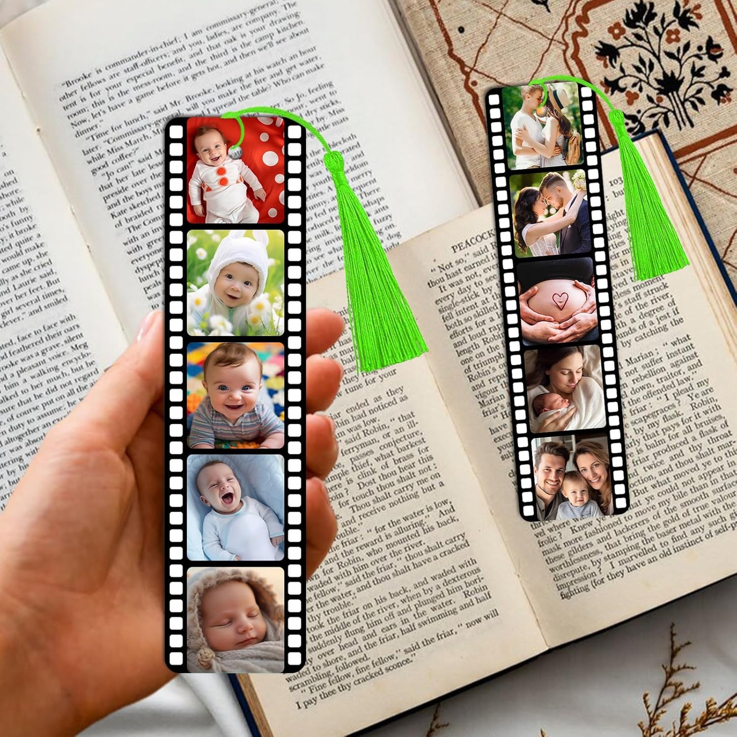 Personalized Bookmark with Picture Text Metal Custom Bookmarks with Tassel Double-Sided Custom Engraved Photo Color Bookmark for Book Lovers Kids Women Men Christmas Birthdays Valentine’s Day Gift