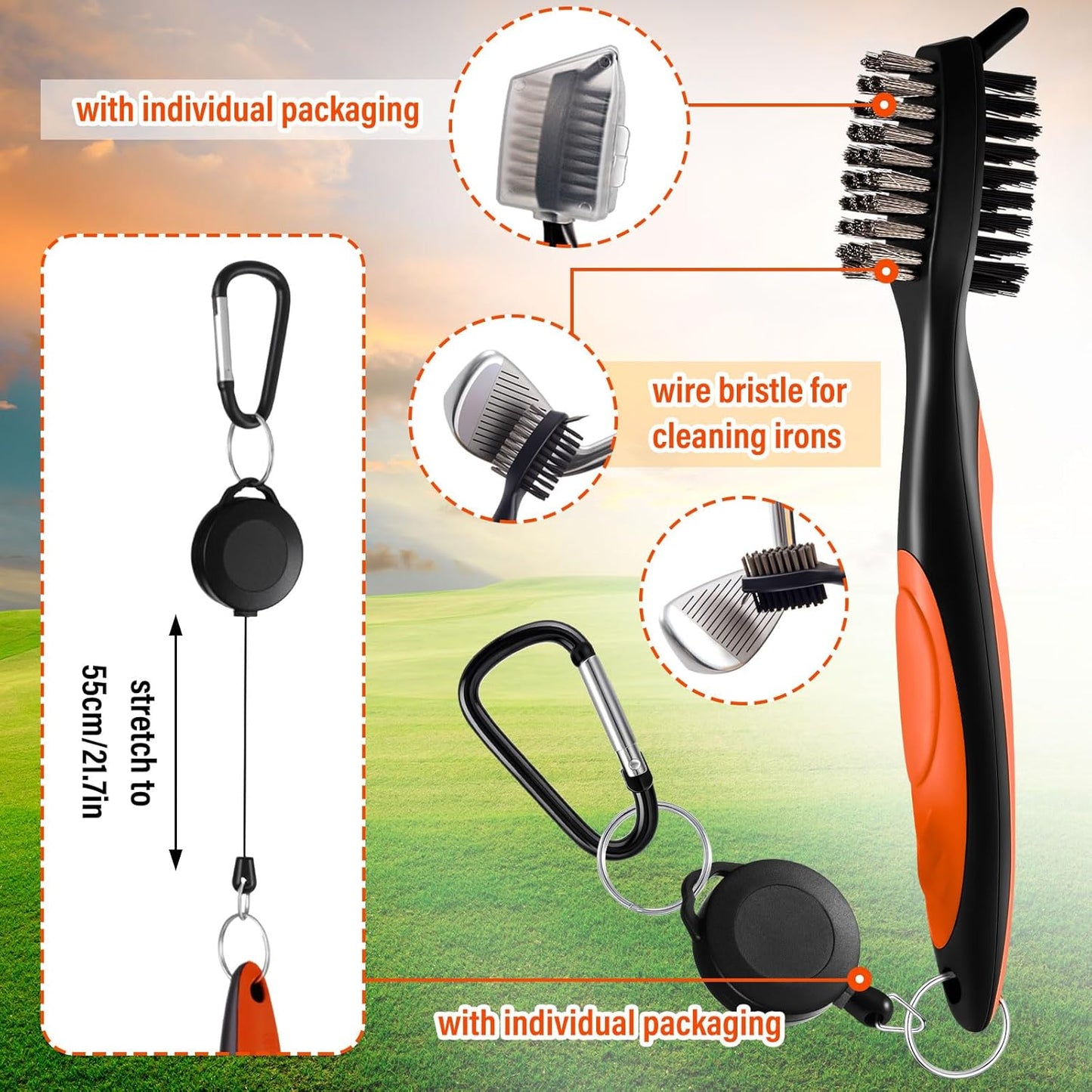 Liliful 12 Pcs Golf Accessories Kit, Include Golf Ball Bag with Hook Towel Tees Magnetic Ball Marker Divot Tool Cleaner Brush for Women Man Gifts