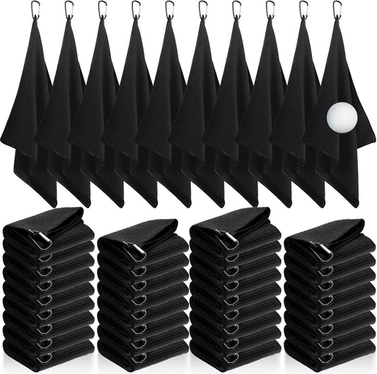 Batiyeer Golf Towels Bulk for Bags 16'' x 24'' Microfiber Waffle Pattern Golf Towels Trifold with Clip for Hiking,Tournament, Yoga