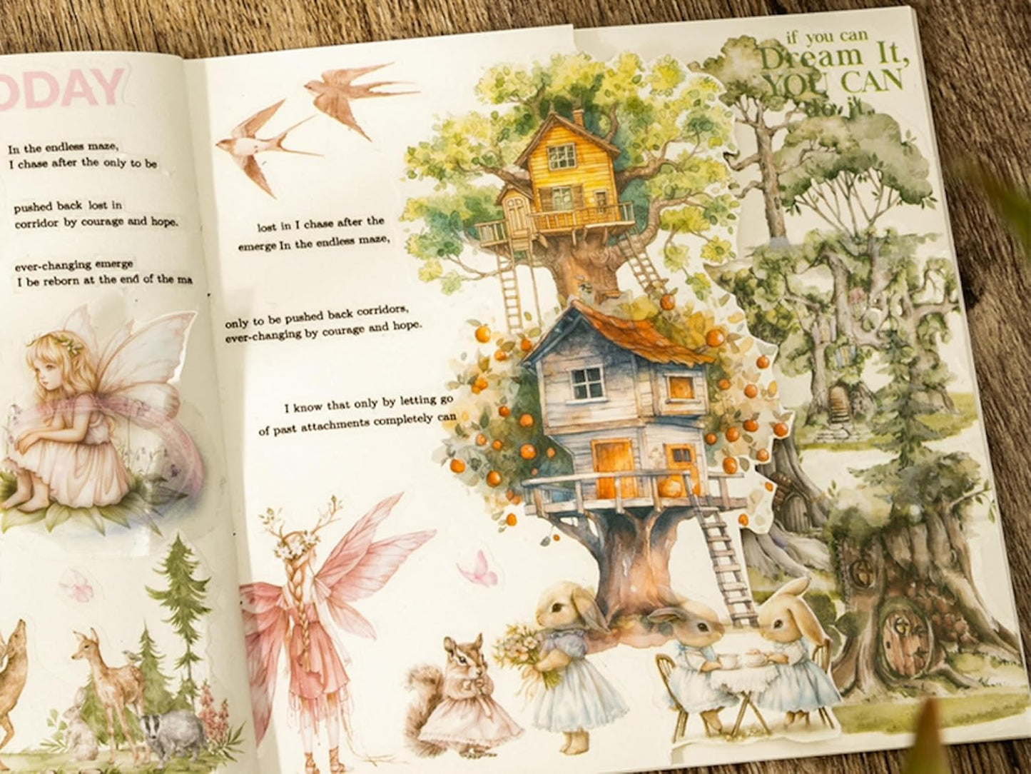 Forest Adventure Sticker Book Set, 20Sheets PET&Washi Pre-Cut Stickers for Scrapbooking, Journaling, DIY Crafts, and Art Supplies