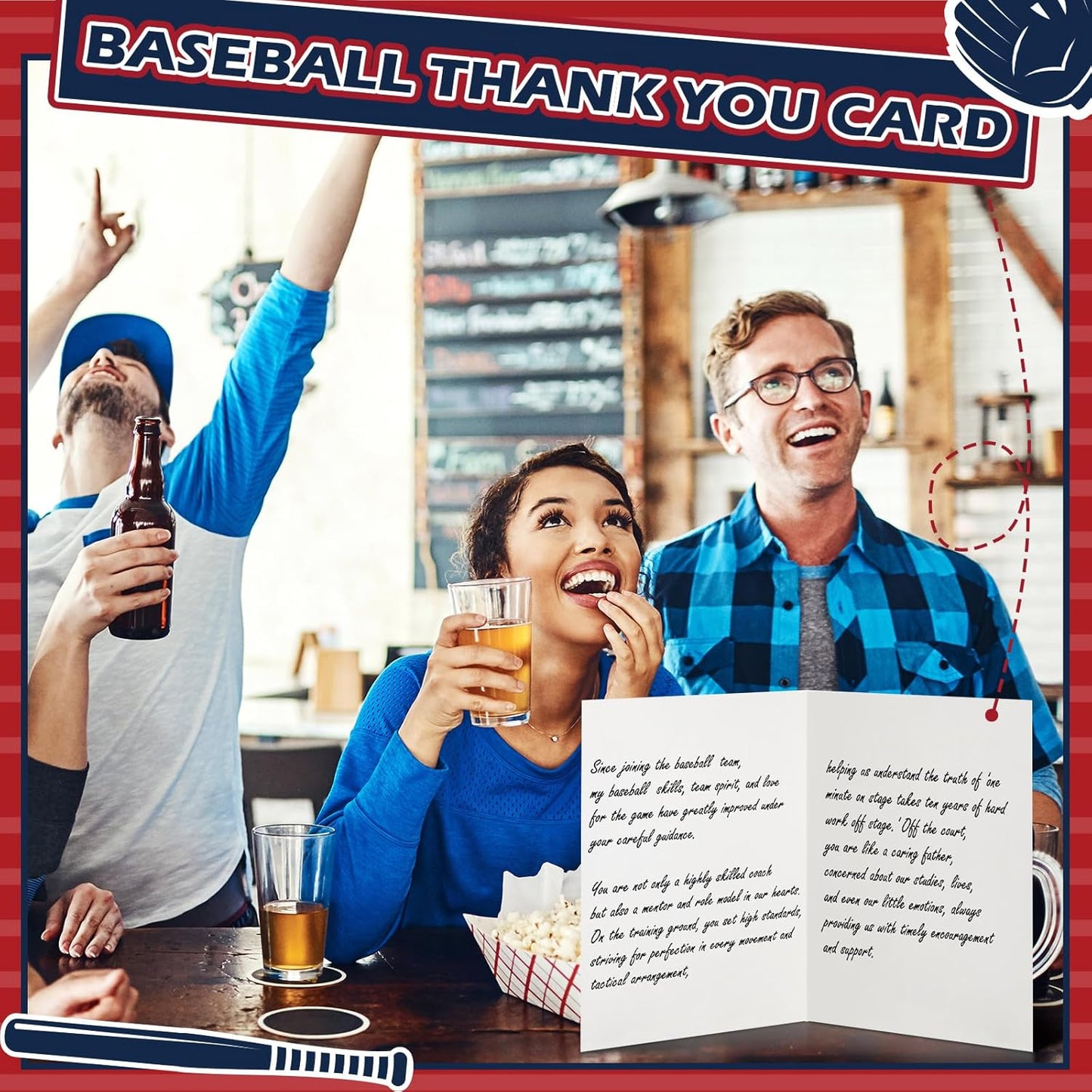 6 Pack Jumbo Thank You Card for Coach with Envelopes 8.5x11 Inch Thank You Cards Gifts from the Team Group Sports Themed Greeting Cards for Teacher Appreciation Gift(Baseball)