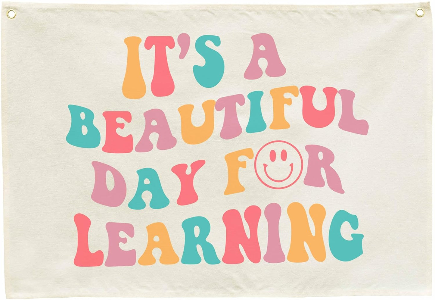 Classroom Wall Decor Poster-Nursery Decor-Teacher Gifts-Reading Room Sign-Rectangle Banner Flag Wall Decor-Christmas Gift-Inspirational Positive Quote-It's A Beautiful Day for Learning-28.5"L×20"W