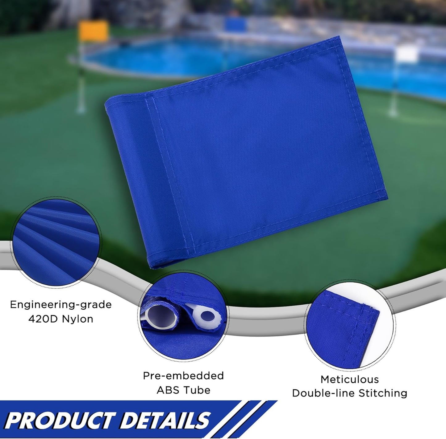 KINGTOP Solid Golf Flag All 8x6 Inch - 420D Nylon, Tube Inserted - Mini Putting Green Flags for Backyard Practice