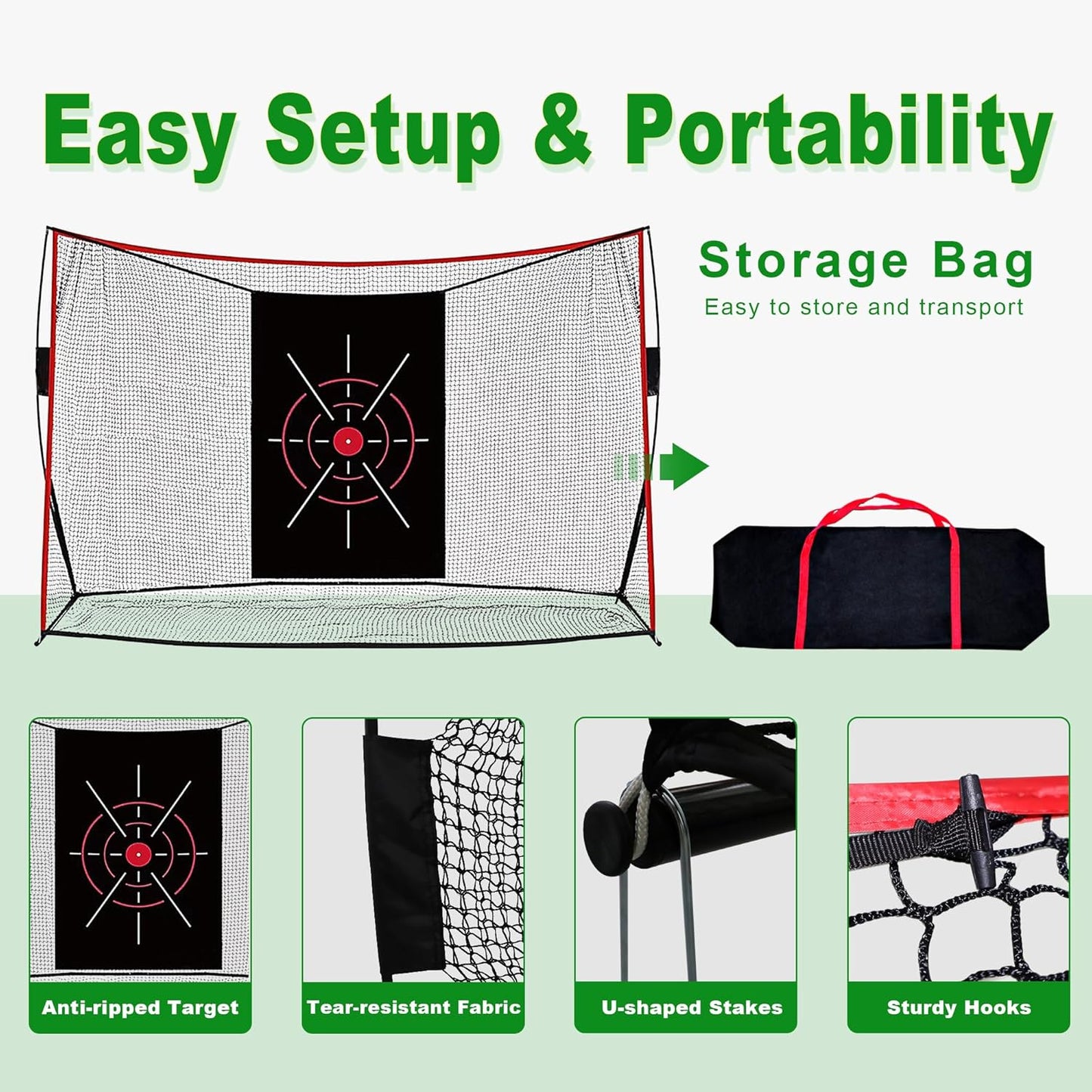 Thicker Heavy Duty Golf Practice Net for Backyard (10x7ft) – Hitting and Chipping Net with Target Cloth, Indoor Outdoor Golf Netting for Garage, Real Ball Training Aid