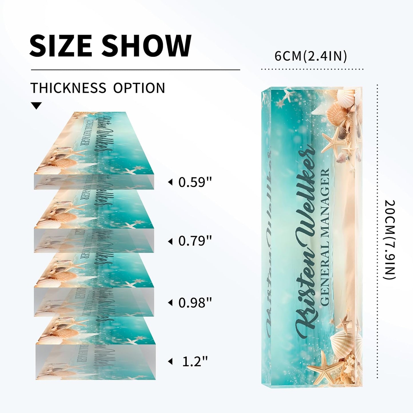 Personalized Name Plate for Desk Custom Acrylic Desk Name Plate Custom Employee Appreciation Gifts Office Gifts for Women, Men, Boss, Coworkers, Teacher, Nurse (Blue Underwater World)