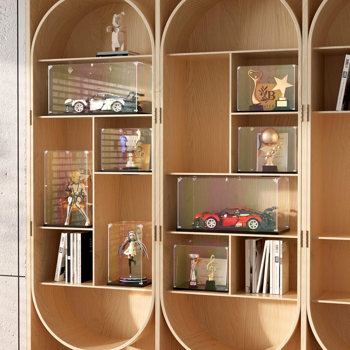 Clear Acrylic Display Case, Self-Assemble Showcase for Collectibles, Action Figures, Dolls, Toys - Alternative Glass Box for Commemorative Gifts(14x14x14 inch, 35x35x35 cm)