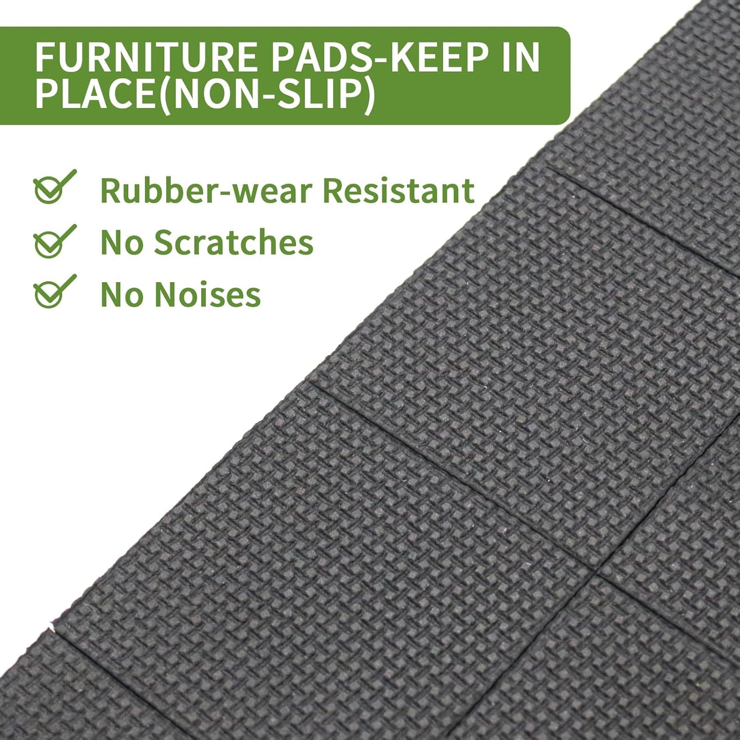 Non Slip Furniture Pads 32 PCS 2'' Square - Anti Slip Furniture Pads - Self Adhesive Rubber Feet Furniture Feet - Chair Leg Floor Protectors - Keep Furniture in Place