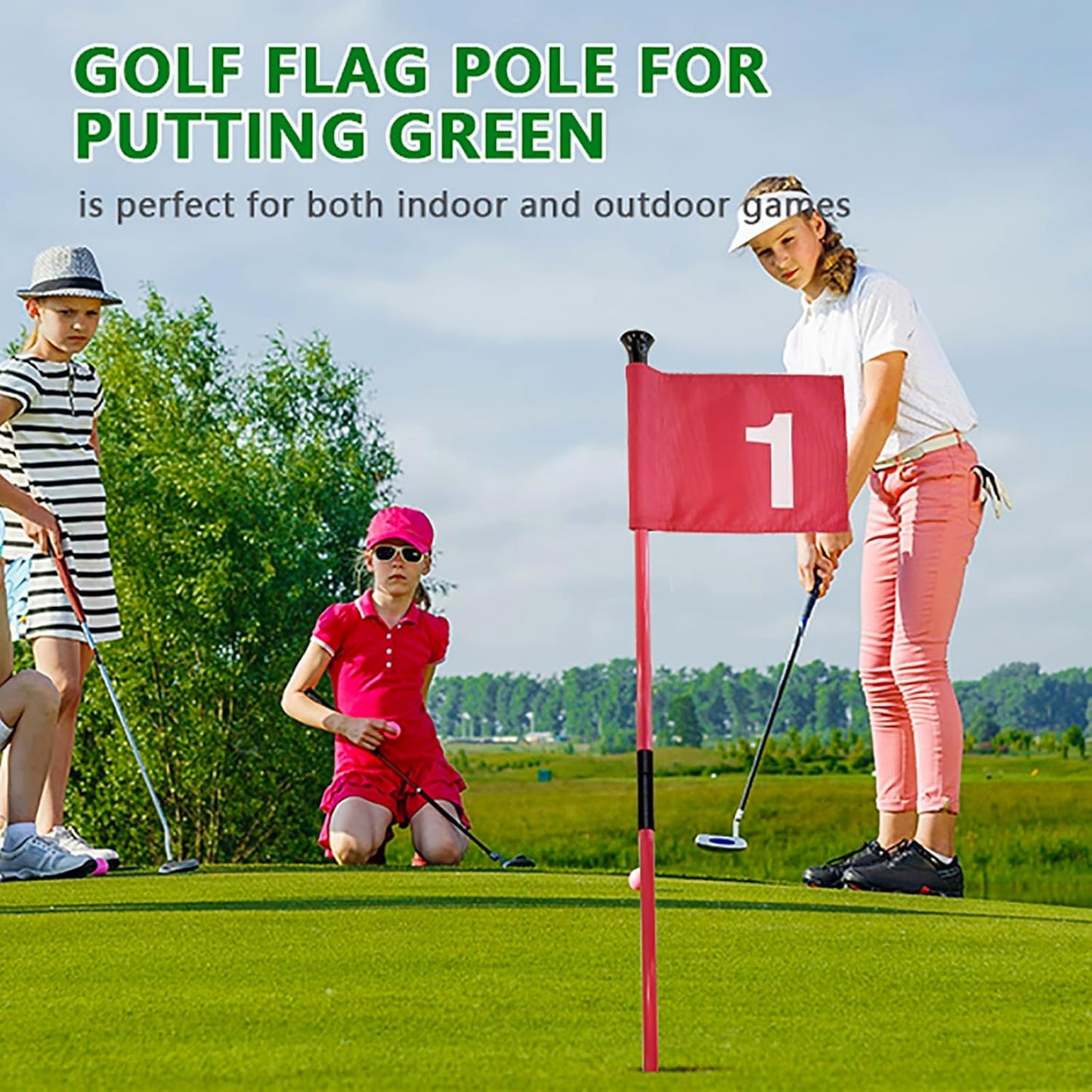 Golf Flagstick for Portable Sectional Yard - Foldable Golf Pin Flag with Putting Flag Ideal for Backyard Practice & Home Golf Setup