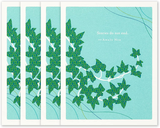 Compendium Positively Green 4-Pack of Sympathy Cards – Stories do not end (Four Cards Total, One Design, with Envelopes)