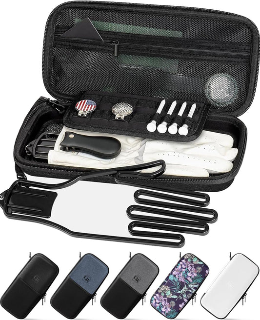 Active Carbon Fabric Odor - Absorbing Golf Glove Holder Case with Glove Shaper - Multifunctional Organizer for Phone, Tees, Divot Tool, Golf Gifts for Men & Women