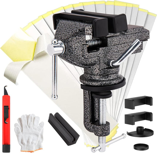 Golf Club Grip Vise Clamp Kit, 360° Swivel Portable Table Vise, Golf Club Calibration Tool, Club Grip Replacement Tool, Suitable for Golf Club Grips (No Solvent)