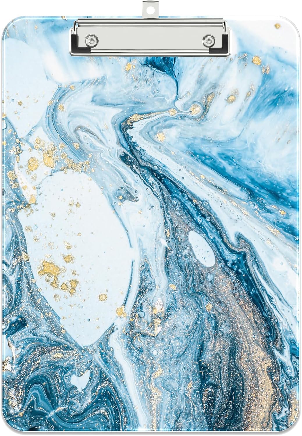 Rimilak Plastic Clipboards with Metal Clip, A4 Letter Size 9 x 12.5 in, Office Decorative for Students Women Men and Kids, Cute Custom Pattern, Blue Marble