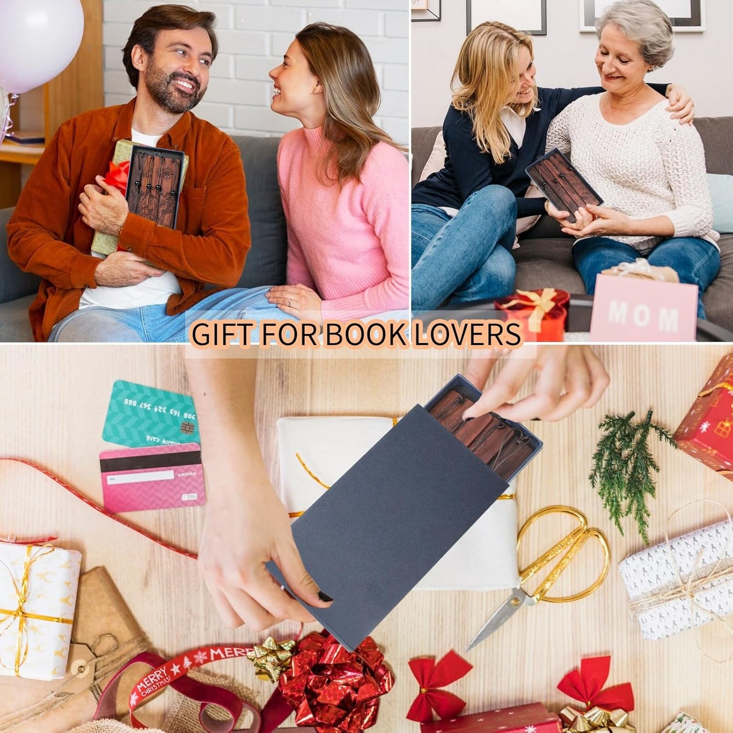 4Pcs Wood Bookmark for Men,Adventure Wooden Carving Book Mark Vintage Bookmark Christmas Gift for Men Book Lovers Birthday Present Students Teachers Appreciation