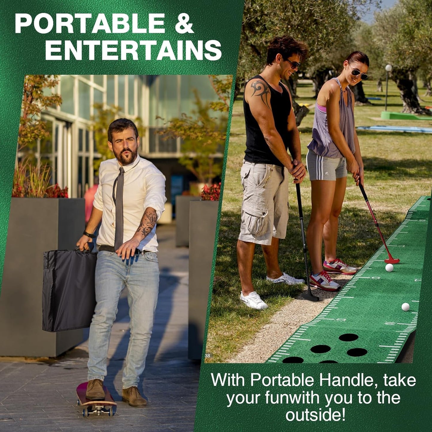 Wekin Indoor Putting Green Mat with 2 Putters, 2 Balls,12 Hole Covers, Golf Training Mat for Party Game, Great Gifts for Men