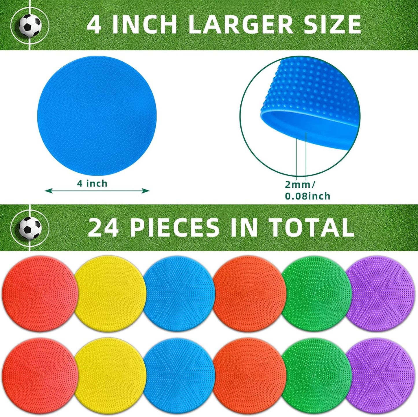 Poly Spot Markers 9 inch Non-Slip Rubber Agility Training Markers Floor Dots Flat Field Cones for Football, Soccer, Basketball, School Exercise Drills, Dance Practice
