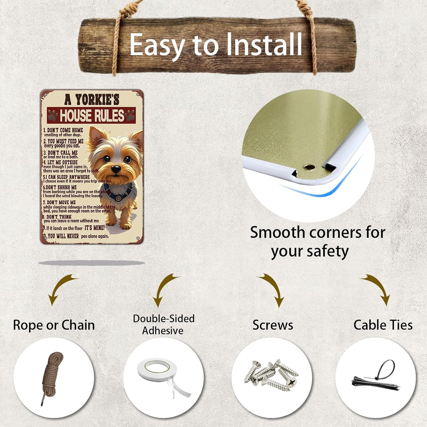 Yorkie House Rules Funny Metal Tin Sign Vintage 'I Am Your Friend' Poster 12x8 Inch Yorkie Dog Iron Tin Sign Home Kitchen Garden Restaurant Man Cave Wall Decor