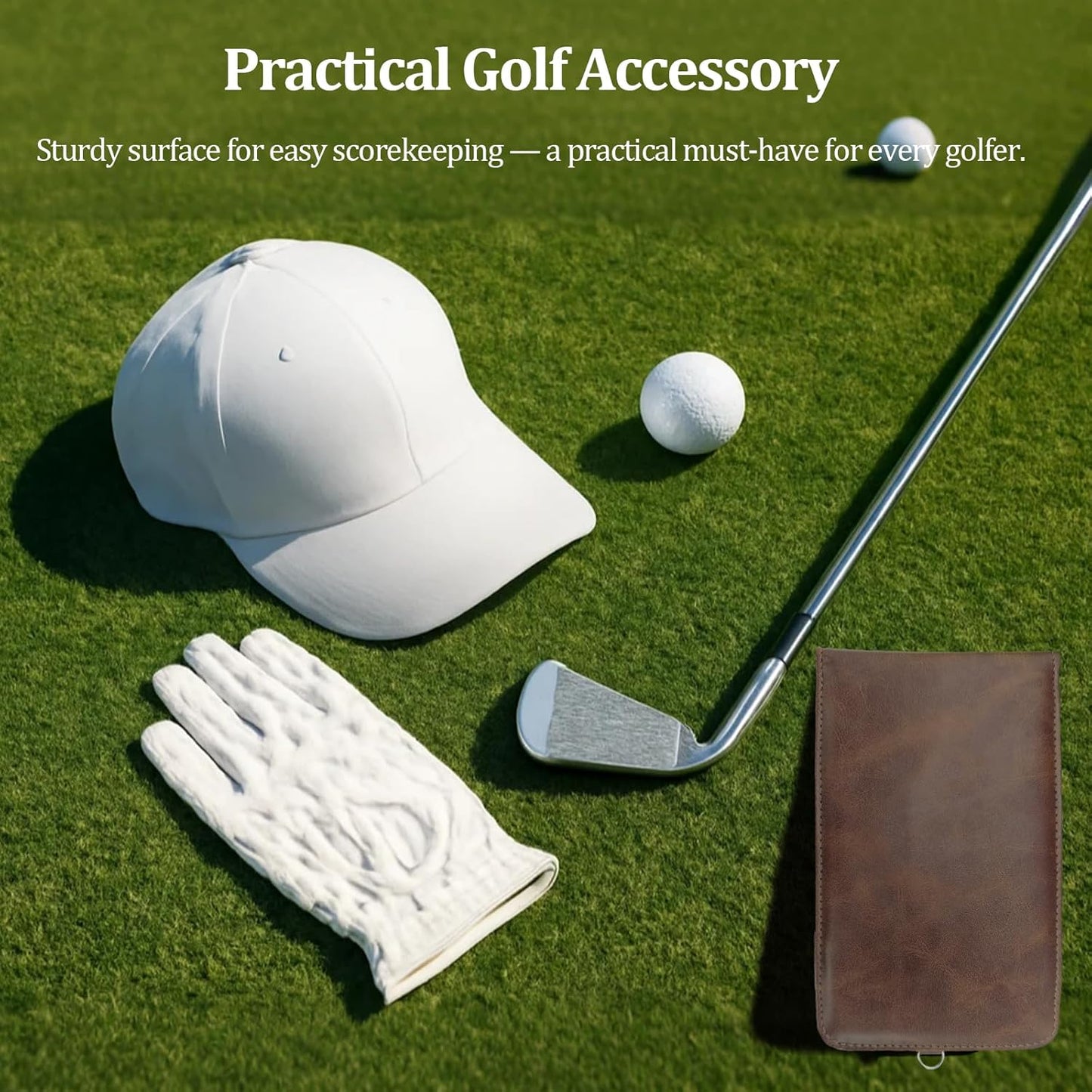 Leather Golf Scorecard Holder,Score Card Holder Golf,Yardage Book Cover,Golf Scorecard Book (Brown)