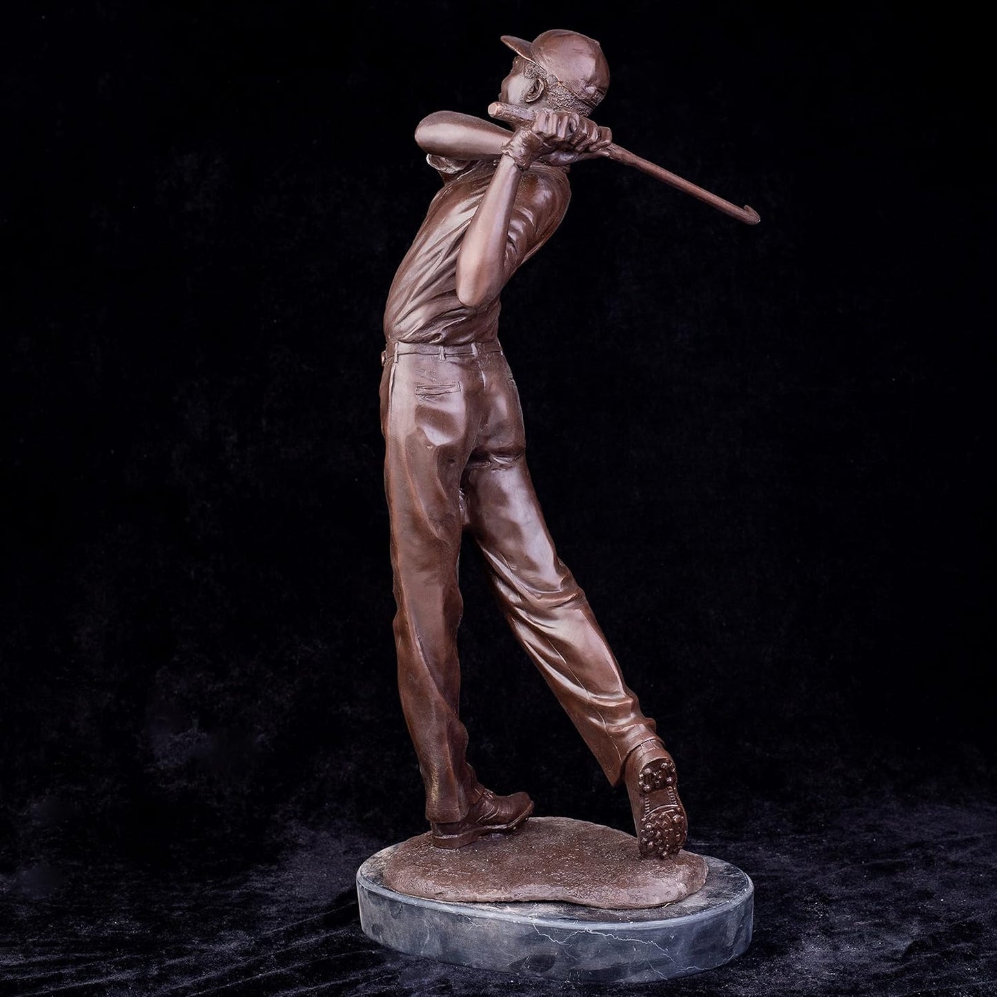 Realong Classical Golf Man Bronze Statue, 22.8'' Bronze Golfer Figurine Sculpture Modern Art Home Office Decor Crafts Ornament Gift