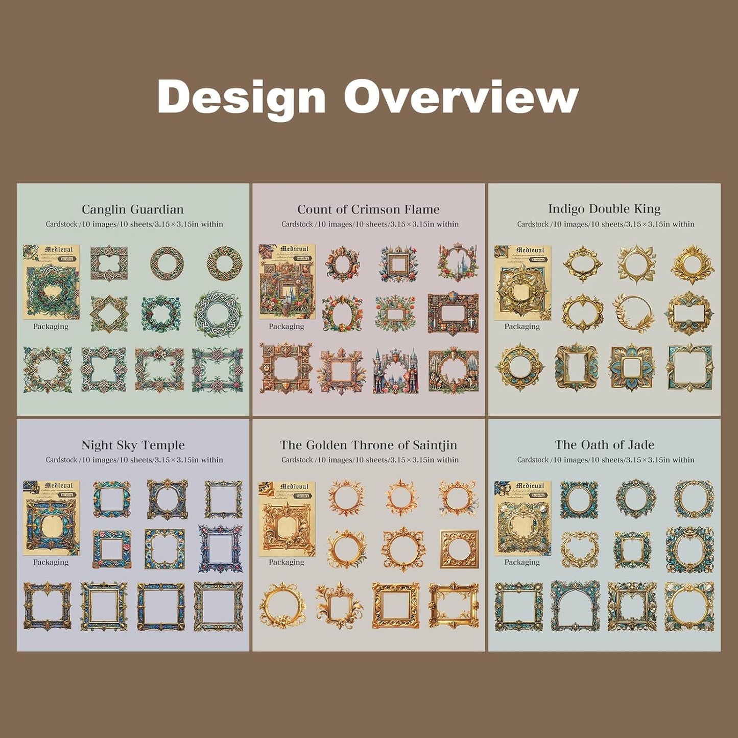 Medieval Frame Stickers – 60 Hollow-Cut Cardstock Stickers for Scrapbook & Journal, Vintage Self-Adhesive Embellishments for Junk Journal, DIY Art & Collage Design