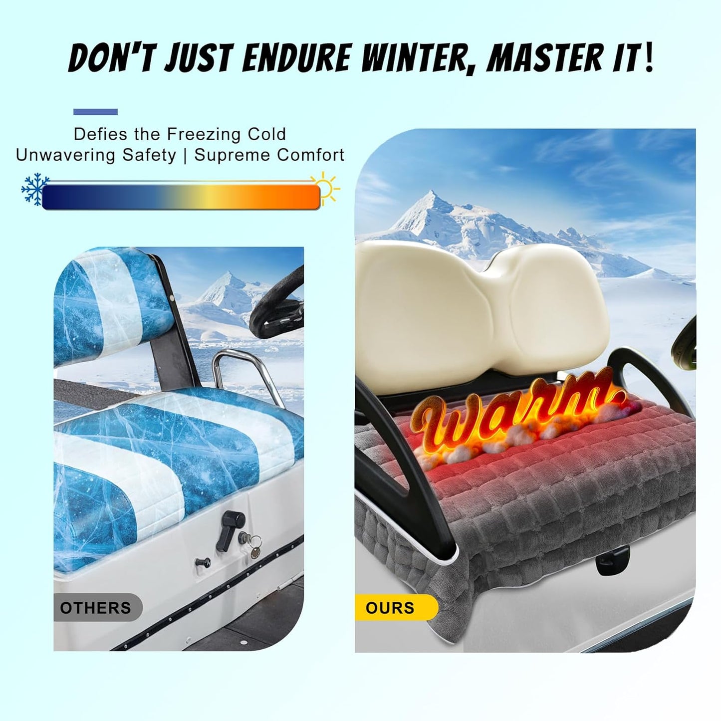 YOKYHOM Golf Cart Seat Covers, Supreme Comfort Golf Cart Seat Towel Blanket, Heavyweight Deep-Pile, Fits EZGO, Yamaha, Club Car and More 2-Seat Carts, 50"x 27.5", Dark Gray