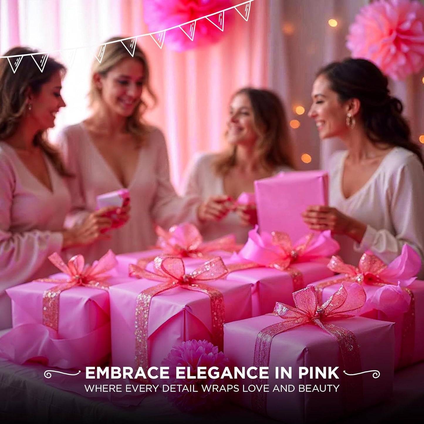 SANZIX 150 Sheets Pink Tissue Paper for Gift Bags Bulk 14"x20"- Hot Pink Tissue Paper Bulk for Gift Wrap, Christmas Gifts, Birthday, Valentine’s Day, Bridal & Baby Shower, Holiday & Xmas Decorations