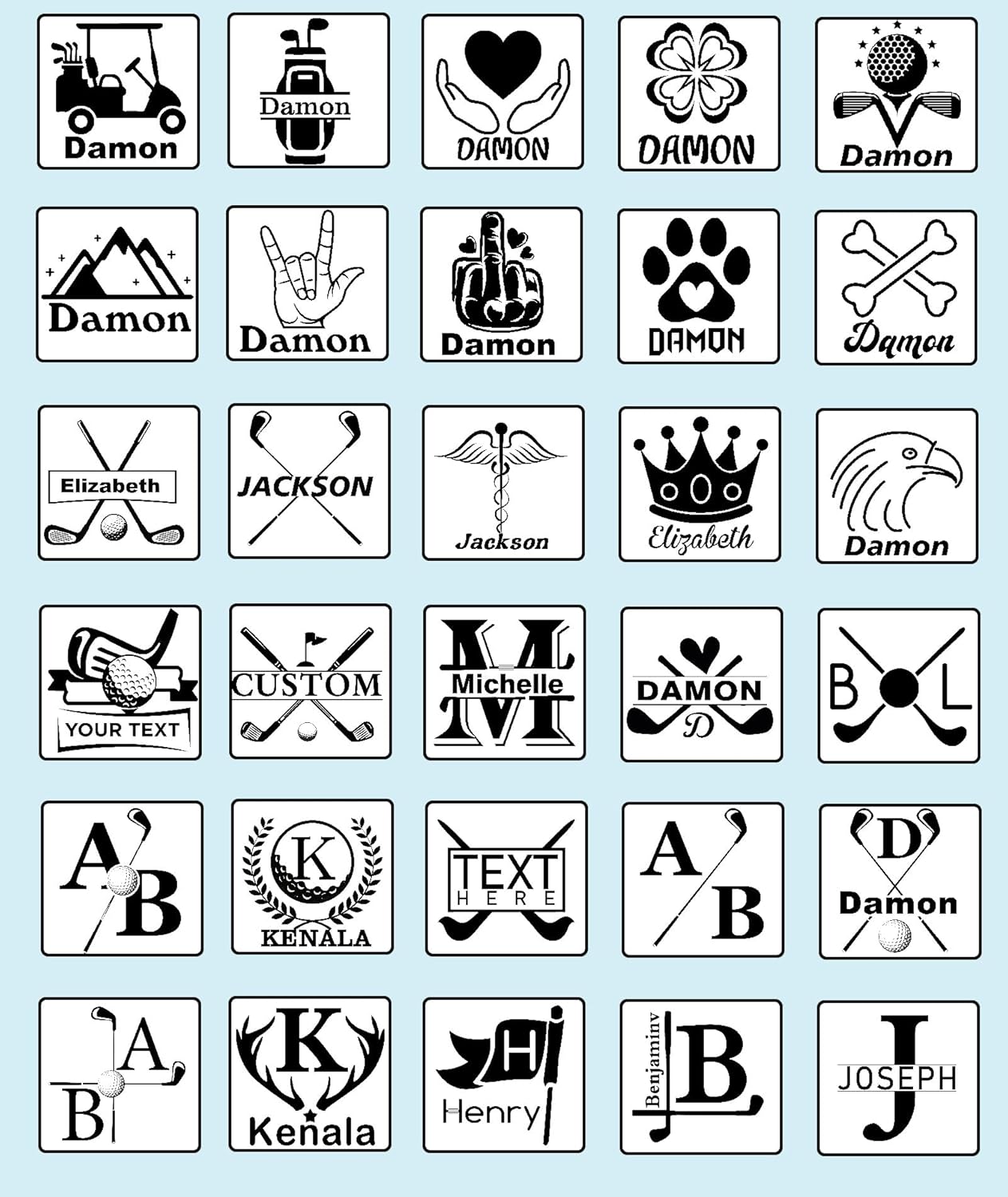 Custom Golf Ball Stamp, Personalized Golf Ball Marker Stamp with Waterproof Ink, Customized Name Stamp with Your Logo, Initial, Name, Golf Ball Stamper, Gifts for Men Dad Husband Business (Design-06)