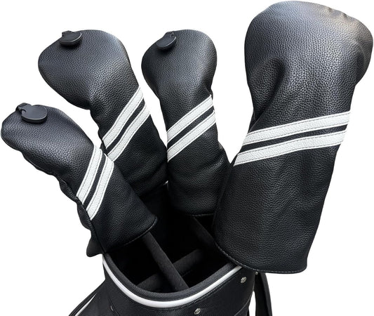 Golf Club Covers Headcovers Set for Driver and Woods Soft Faux Leather Golf Accessories for Men Women Golfer Gifts Set Golf Club Protective Case 1 3 5 H or Set for 1 3 5 Woods