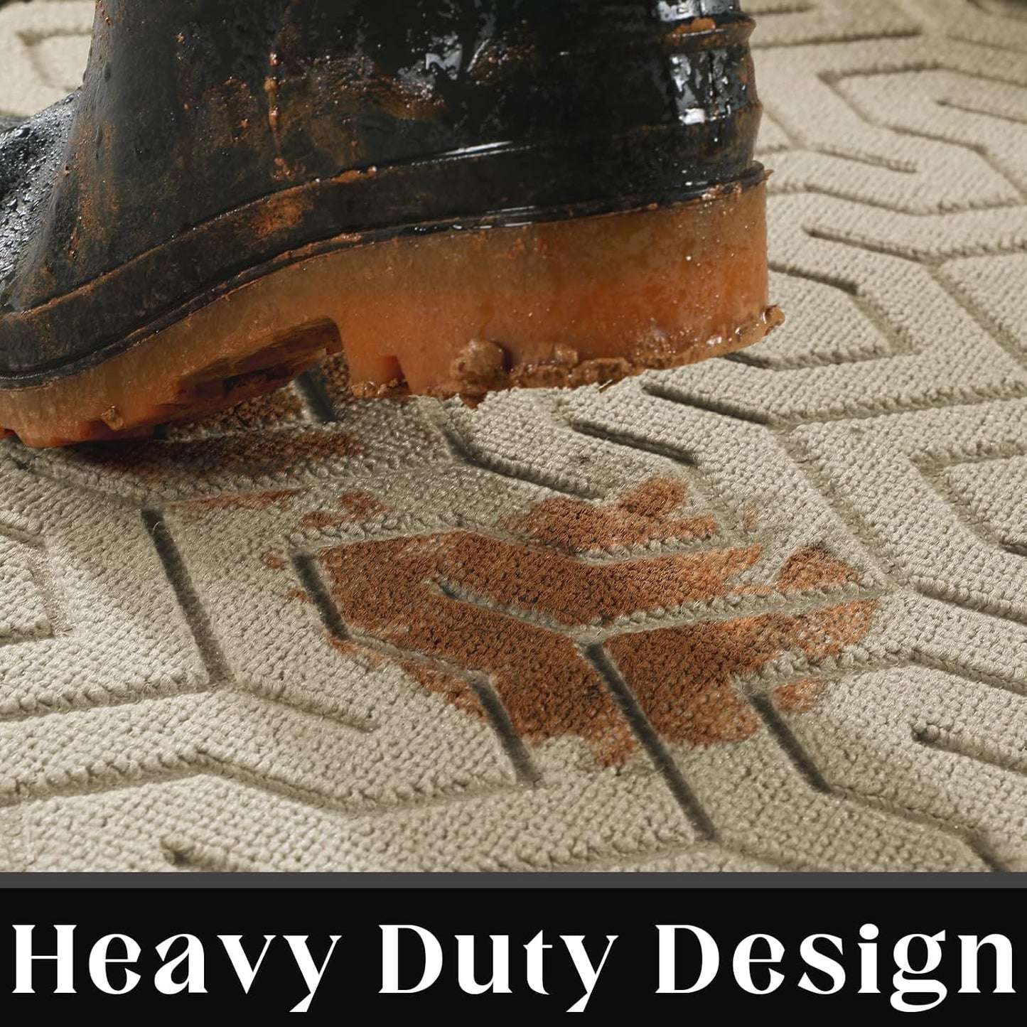 Yimobra Large Door Mat Outside Entrance 47x24, Waterproof Heavy Duty Outdoor Mats for Front Door, Non Slip Rubber Entry Mat for Garage Patio Indoor, Easy Clean, Light Beige