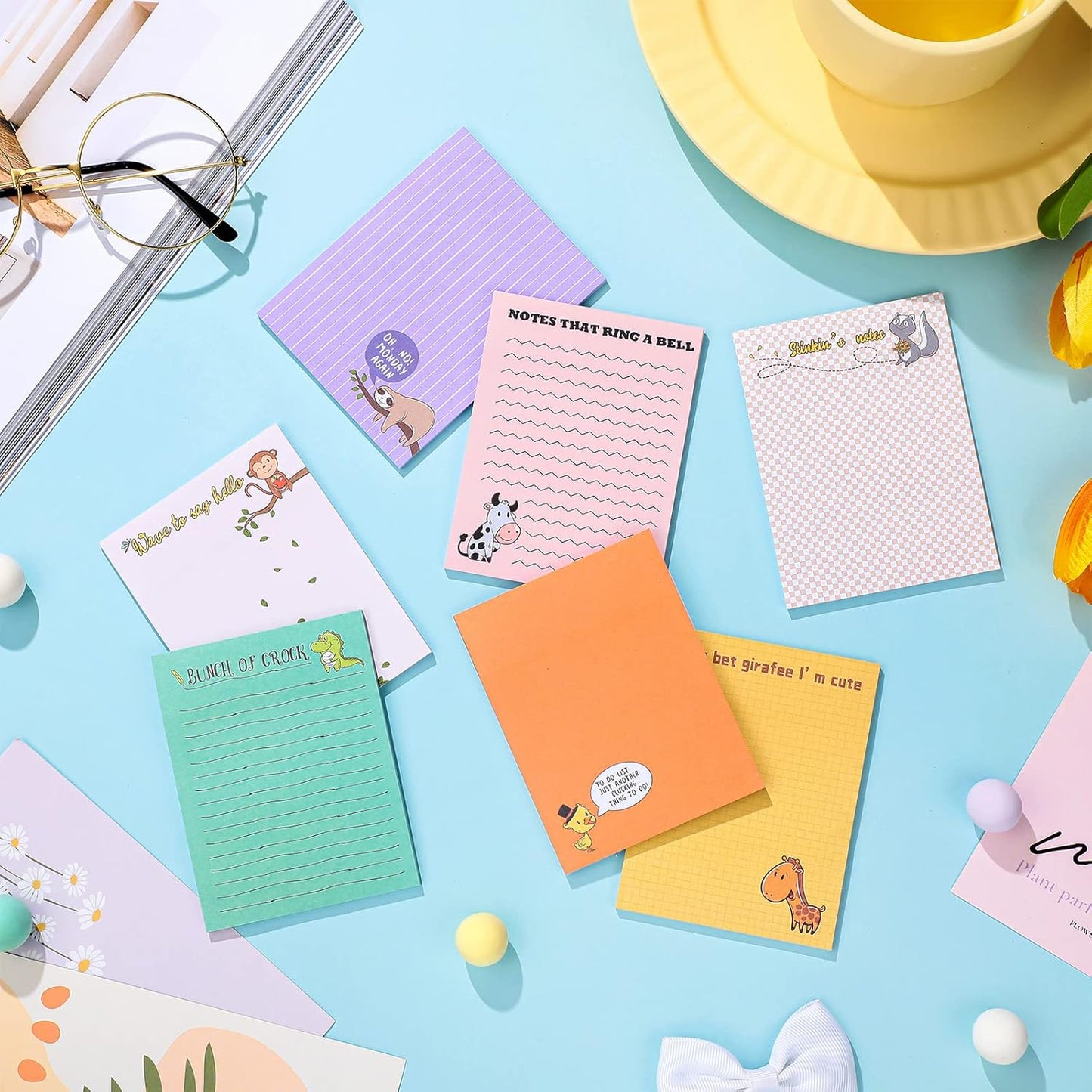 Funny Notepads with Sayings Sticky Funny Office Supplies to Do List Sarcastic Work Assorted Notepad for Workers, 12 Designs, 3 x 3.93 Inch(Fresh Style)