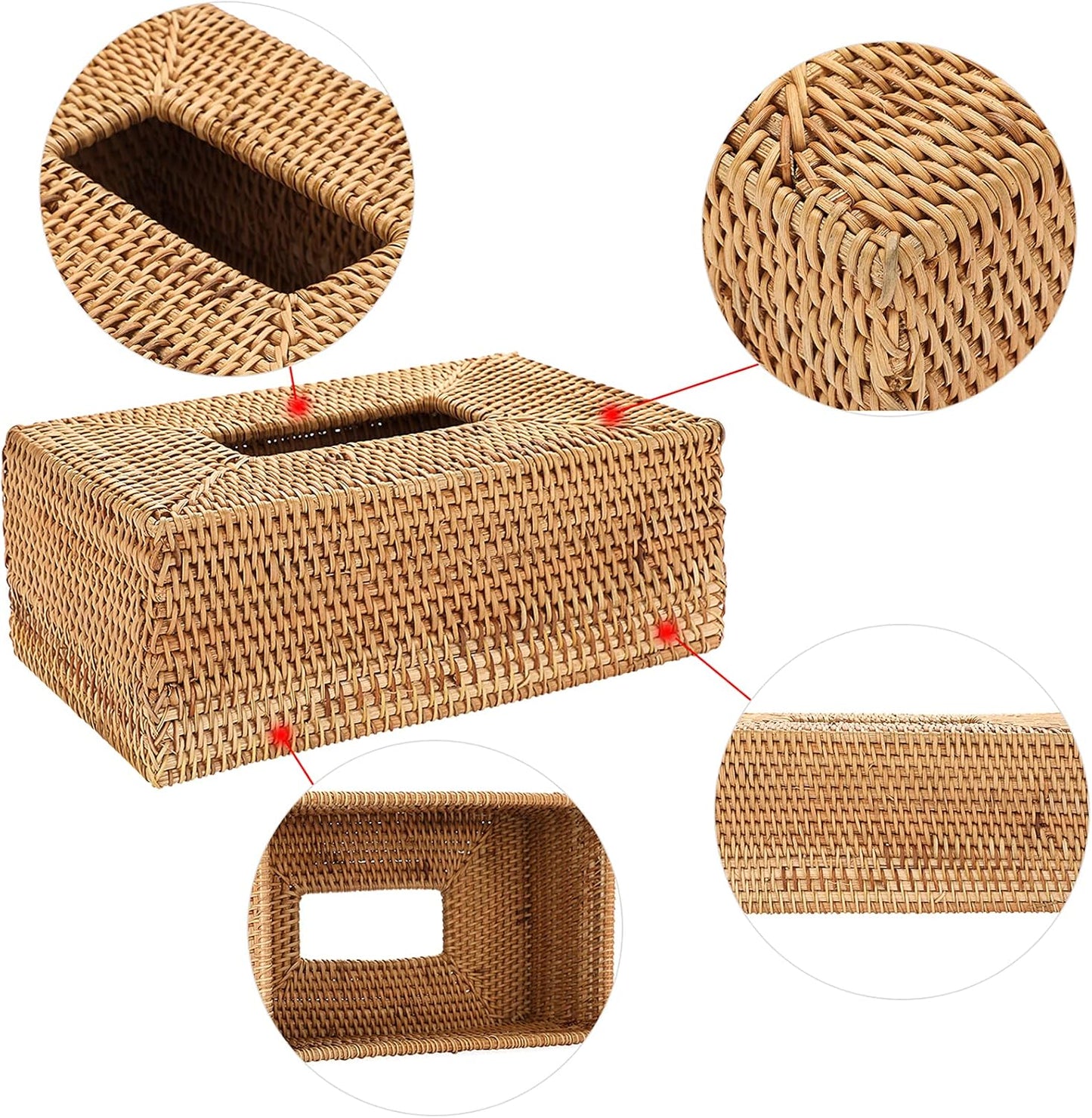 Sumnacon Tissue Box Cover Rectangle Tissue Box Rattan Tissue Box Holder,Wicker Decorative Tissue Holder for Bathroom Toilet Living Room Kitchen Office Table Desk, Yellow