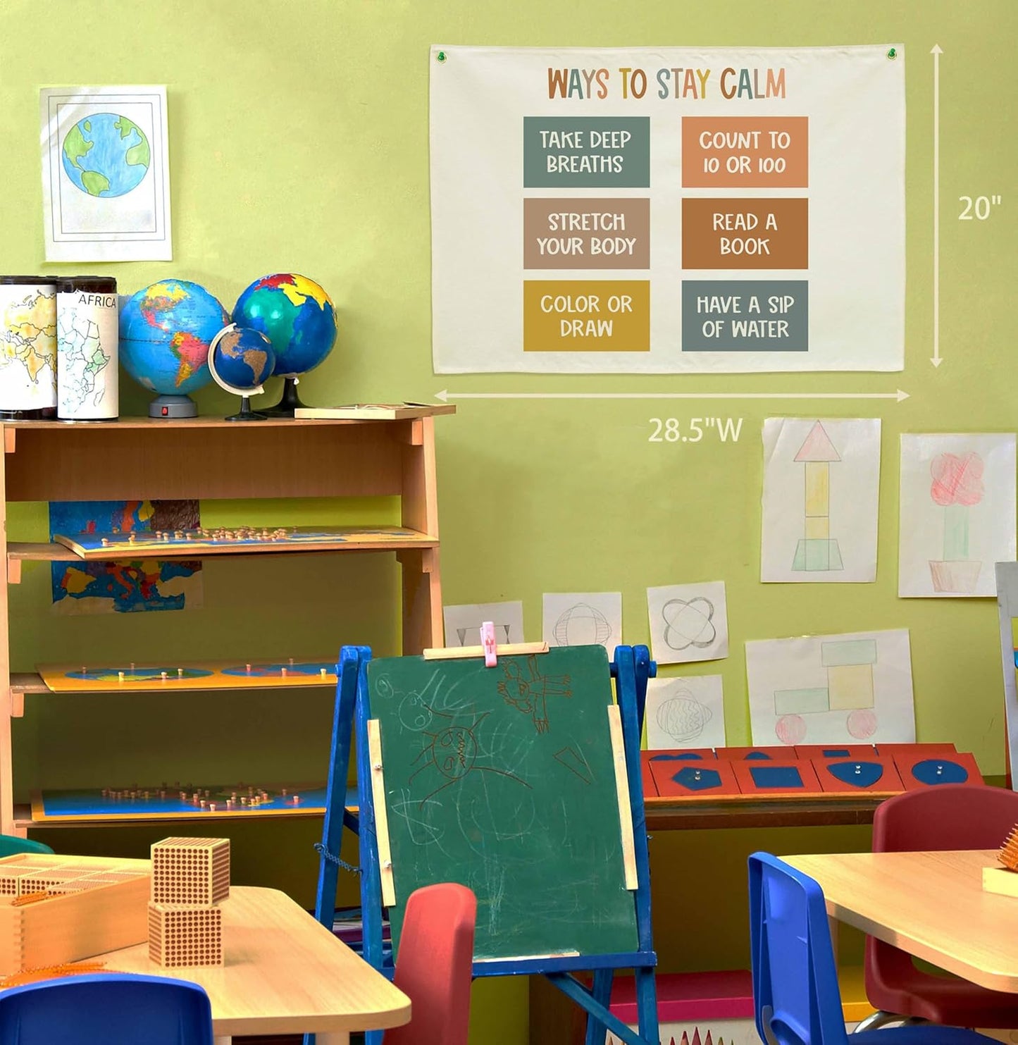 Classroom Decor-Classroom Wall Poster-Teacher Gift-Nursery Decor- Rectangle Banner Flag Wall Decor-Christmas Gift-Psychology Treatment Office Wall Sign-Mental Health-Ways To Stay Calm-28.5"L×20"W