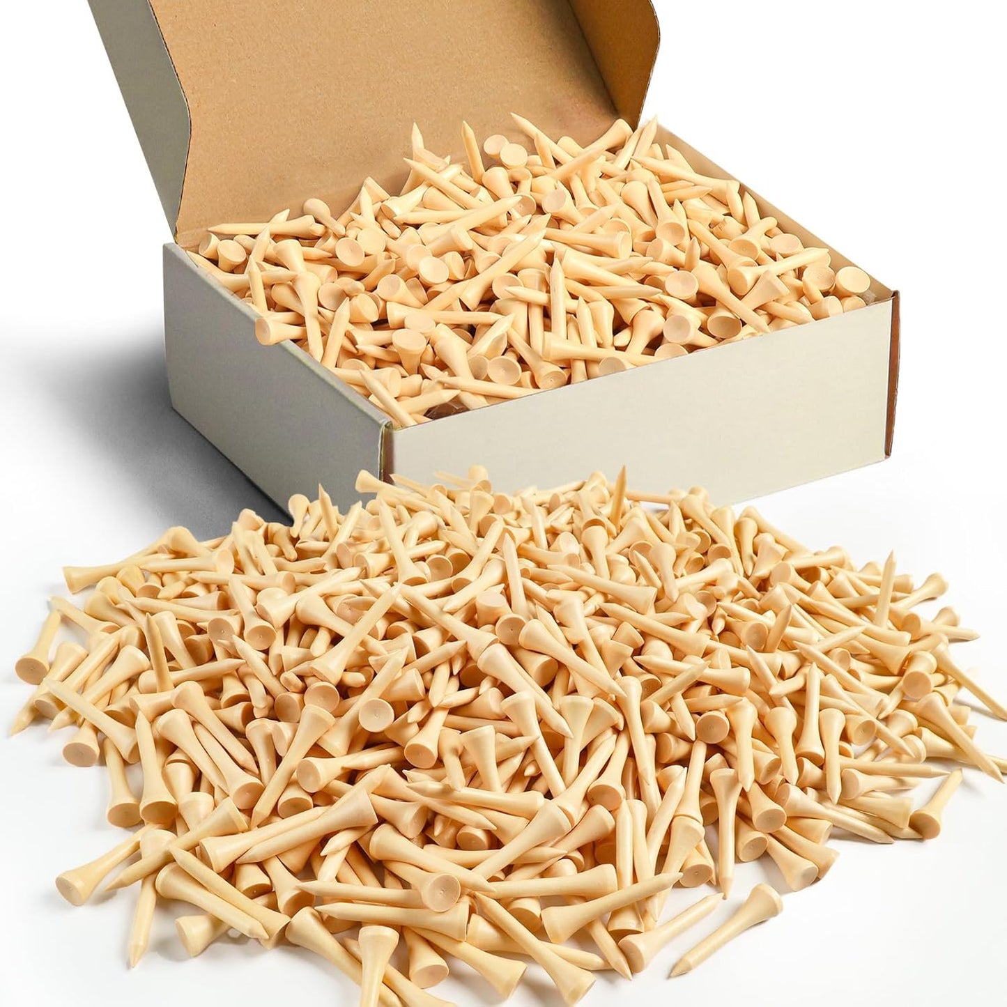 FINGER TEN Bamboo Golf Tees Wood 1 1/2 2 3/4 3 1/4 Inch Wooden Short Long Tee Color Bulk 250/500/1000/2000 Count for Men Women Kids in Red Pink USA Flag