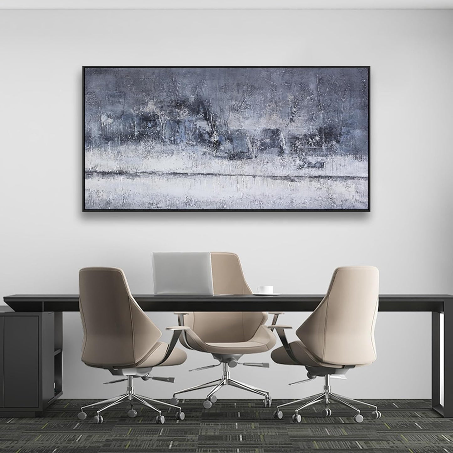 Abstract Wall Art Wall Decor Gray And White Blue Modern Canvas Art Print Abstract Artwork Framed Pictures For Living Room Bedroom Bathroom Office Home Decor Can Be Hung 20"X 40"