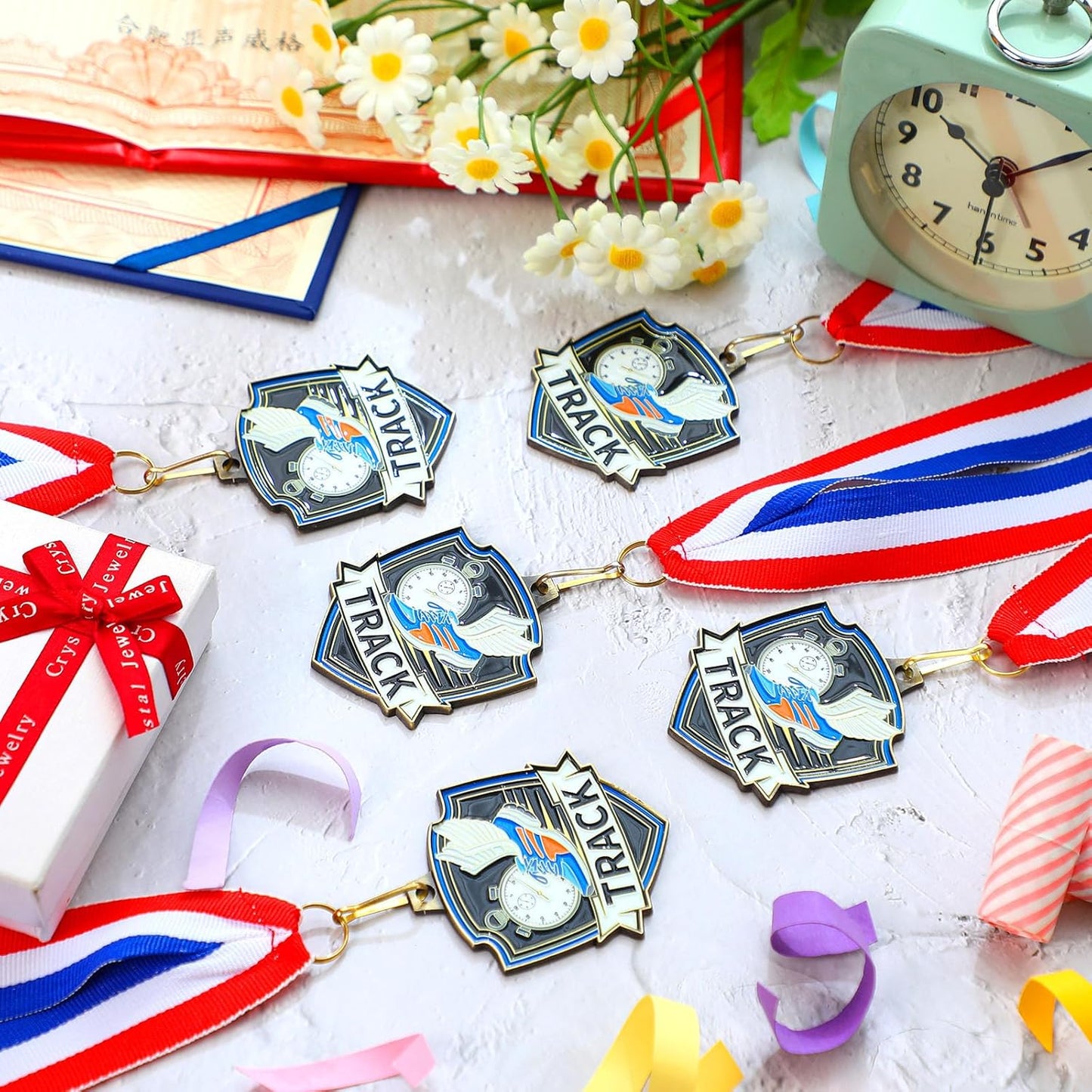 10/20 /30/40 Pcs Award Medals Bulk Sports Medals with Neck Ribbons 2.4 Inch Winner Award Trophy Prize Gift for Sports Themed Party Favors Tournaments School Match