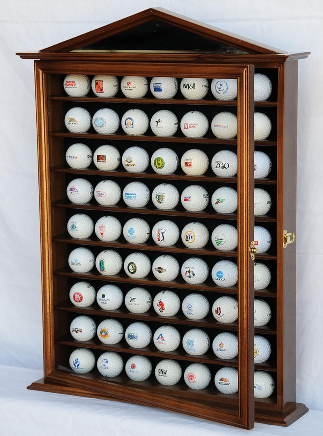 63 Golf Ball Designer Display Case Cabinet (Oak)