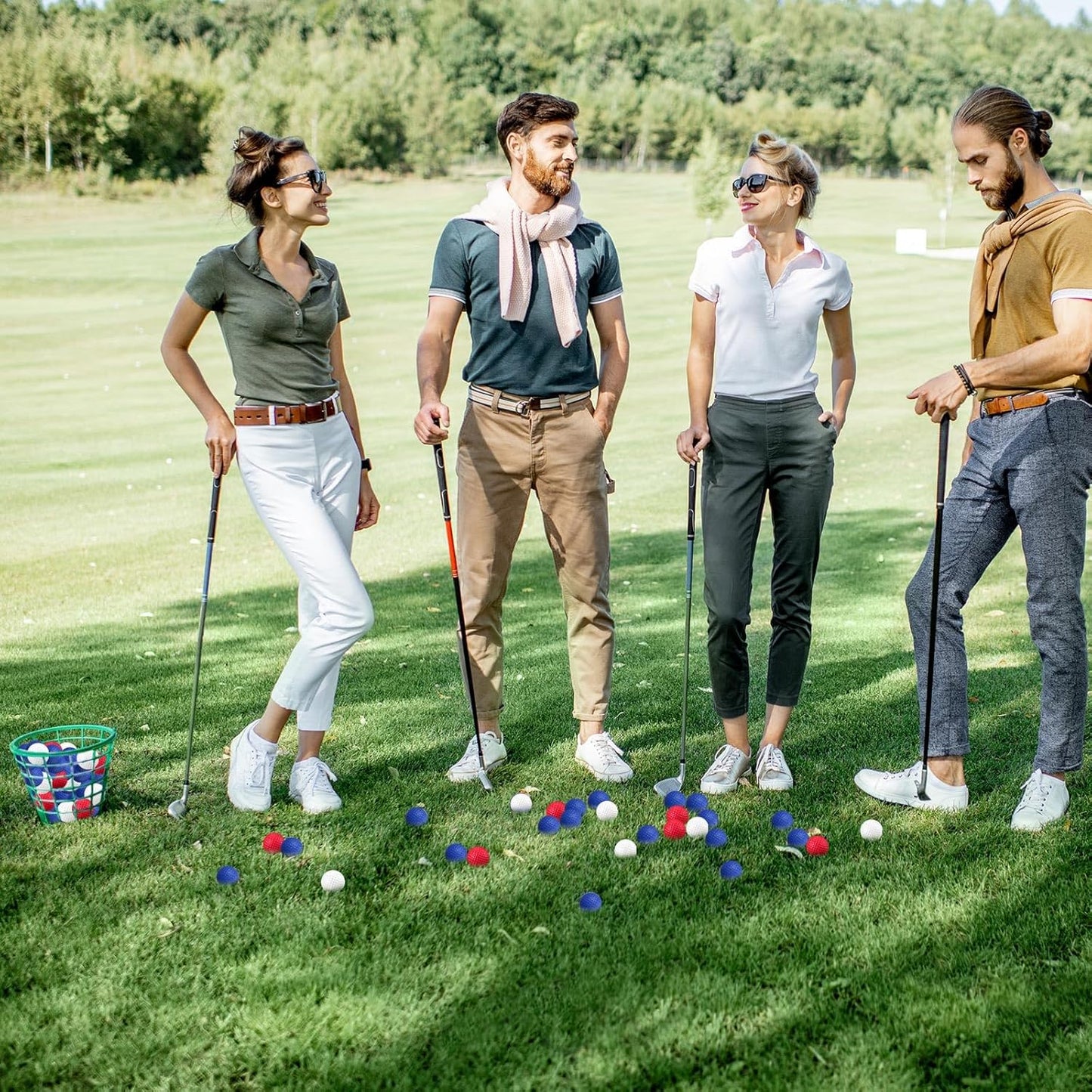 Junkin 80 Pcs Foam Golf Balls Rubber Practice Balls Realistic Feel and Flight Sport Training for Indoor or Outdoor Backyard Golf Training