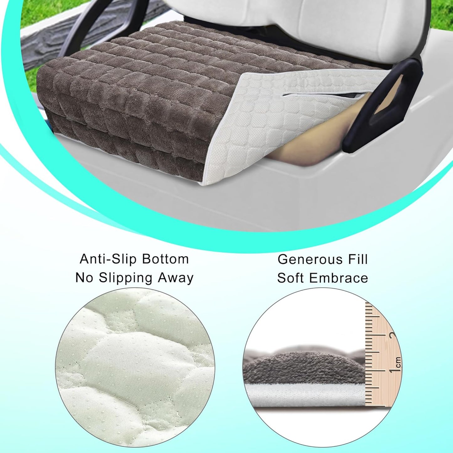 YOKYHOM Golf Cart Seat Covers, Supreme Comfort Golf Cart Seat Towel Blanket, Heavyweight Deep-Pile, Fits EZGO, Yamaha, Club Car and More 2-Seat Carts, 50"x 27.5", Brown